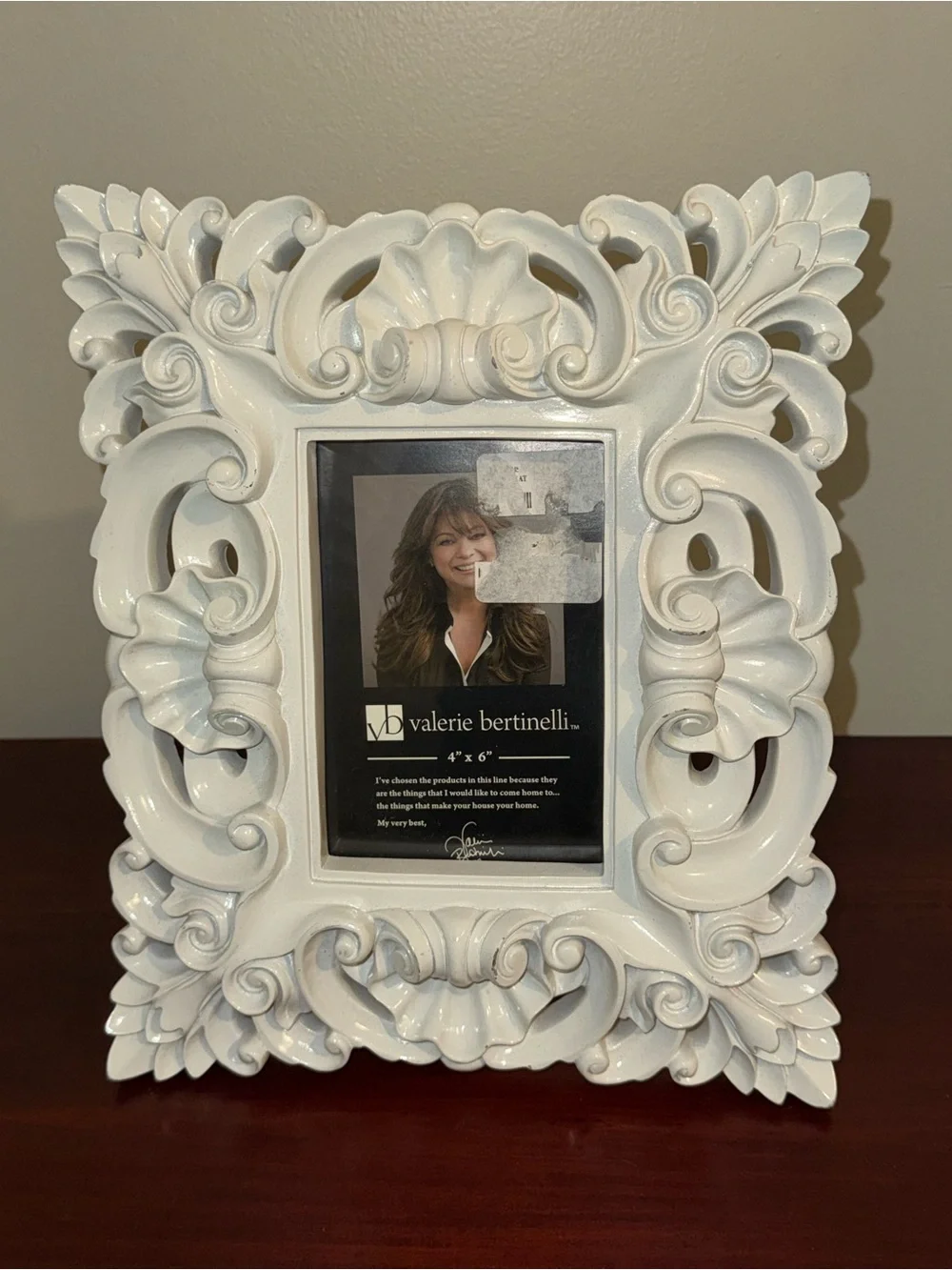 Valerie Bertinelli Glossy White Ornate Scroll Picture Frame